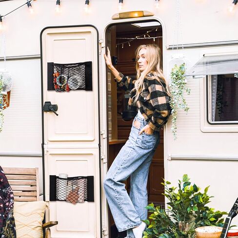 4 قطع شبكة تخزين البضائع RV، شبكة تخزين سيارة مرنة قابلة للتمدد جيب شبكي RV مع 8 أشرطة لاصقة للسيارة وسيارات الدفع الرباعي والشاحنات (17.7 × 9.8 بوصة) in Kuwait