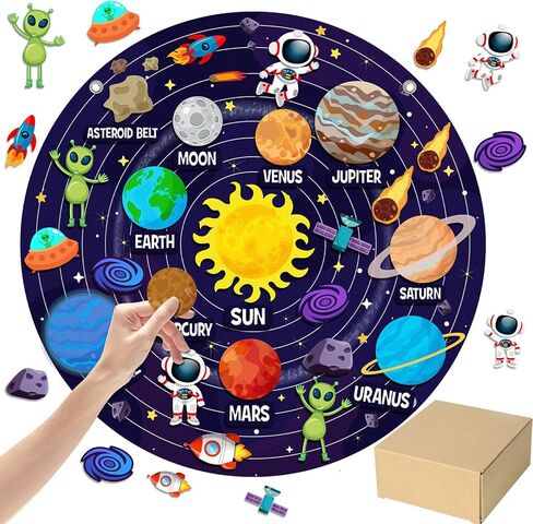 36 Pcs Outer Space Felt Story Board Set 2.5 Ft Solar System Felt Board Space Theme Universe Storytelling DIY Craft Astronaut Planets Galaxy Flannel Playmat for Wall Hanging Birthday Gifts in Saudi Arabia