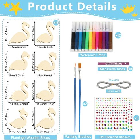gisgfim 16 Pack Summer Wind Chime Crafts Kits for Kids Make Your Own Summer Beach Fruit Wind Chime Wooden DIY Arts and Crafts for Hawaii Party School Classroom Decorations Supplies Birthday Favors in Saudi Arabia