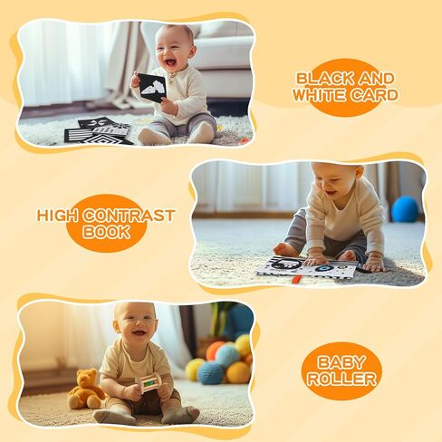 Montessori Educational Toys for Babies 7-12 Months, 7 in 1 Early Learning Educational Kit for Toddlers Gifts, Includes Spinning Drum, Permanent Box, Red Mirror Knob Puzzle, Hedgehog Rattle and More in Saudi Arabia