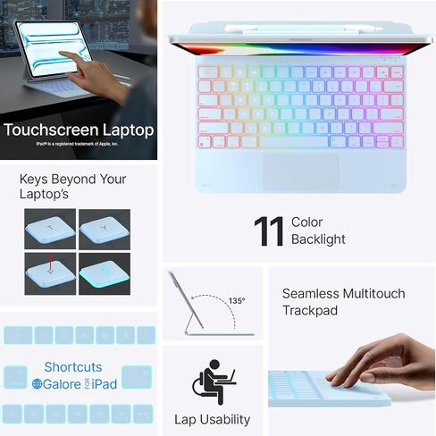 typecase Keyboard Case for iPad Pro 13 M4 2024,Backlit Keyboard Case,Built-in Trackpad,Easy-Set Magnetic Stand,Black in Saudi Arabia