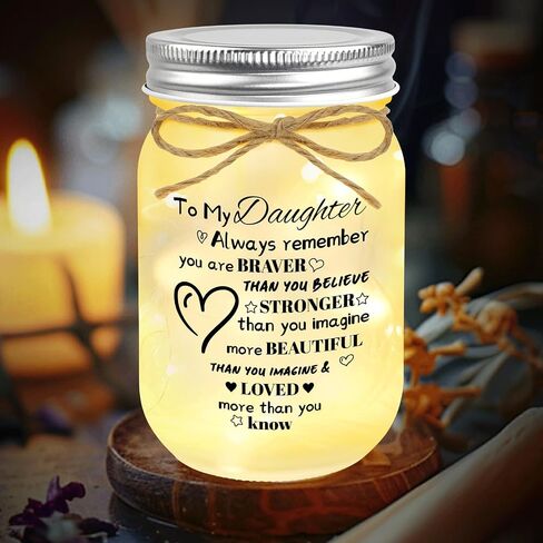 Mason Jar for Daughter, Mason Jar Night Light, Decorative Jar Home Night Gift for Daughter Birthday Anniversary from Dad Mom in Kuwait