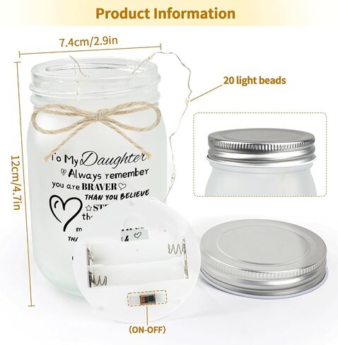 Mason Jar for Daughter, Mason Jar Night Light, Decorative Jar Home Night Gift for Daughter Birthday Anniversary from Dad Mom in Kuwait