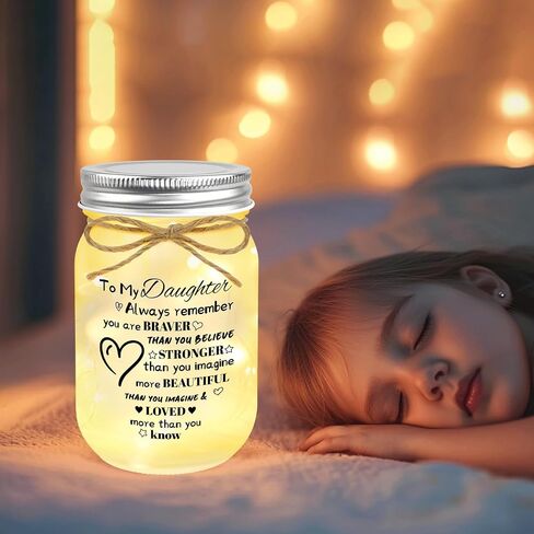 Mason Jar for Daughter, Mason Jar Night Light, Decorative Jar Home Night Gift for Daughter Birthday Anniversary from Dad Mom in Kuwait
