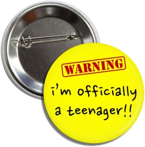 13th Birthday Warning Button Pin, I'm Officially a Teenager, 2.25 Inches Badge in Saudi Arabia