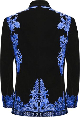 Men's Floral Embroidered Slim Fit One Button Suit Jacket Blazer Peak Lapel for Party Wedding Banquet Prom in Saudi Arabia