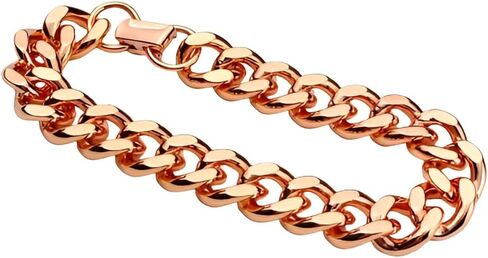 Mens Pure Copper Cuban Link Bracelet Wide Coppr Chain Curb 8.5-Inch Pure Solid Copper Heavy Link Bracelet in Saudi Arabia