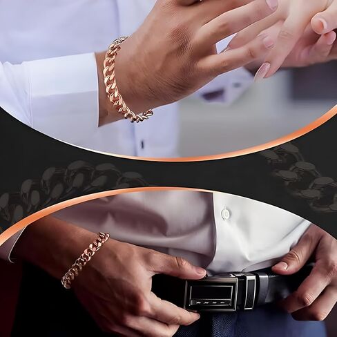 Mens Pure Copper Cuban Link Bracelet Wide Coppr Chain Curb 8.5-Inch Pure Solid Copper Heavy Link Bracelet in Saudi Arabia