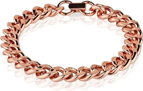 Mens Pure Copper Cuban Link Bracelet Wide Coppr Chain Curb 8.5-Inch Pure Solid Copper Heavy Link Bracelet in Saudi Arabia