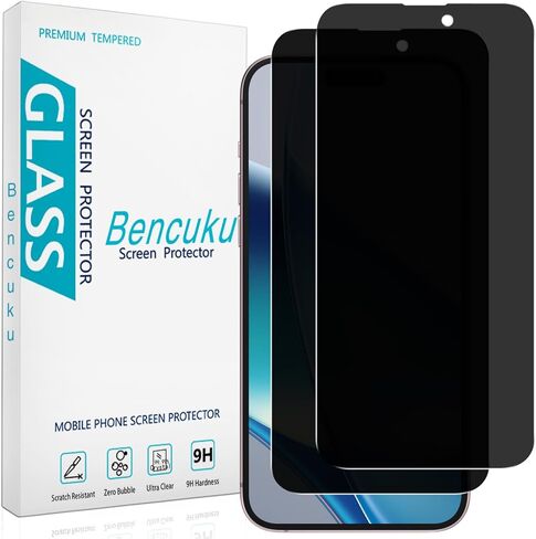 (2 Pack) Privacy Screen Protector Designed for iPhone 16 Anti-Spy Tempered Glass, Anti Scratch, Case Friendly in Kuwait