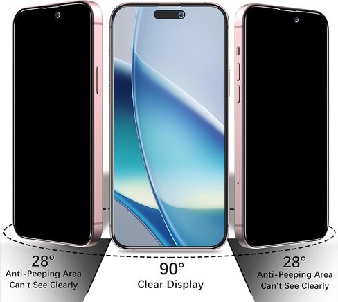 (2 Pack) Privacy Screen Protector Designed for iPhone 16 Anti-Spy Tempered Glass, Anti Scratch, Case Friendly in Kuwait
