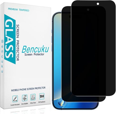 (2 Pack) Privacy Screen Protector Designed for iPhone 16 Anti-Spy Tempered Glass, Anti Scratch, Case Friendly in Kuwait
