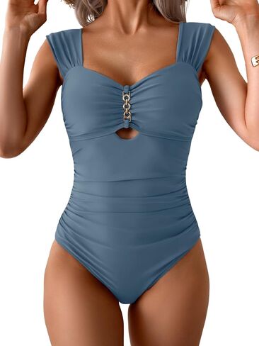 Eomenie Women's One Piece Swimsuit Swims Control Cutout Dut Bashing Suit Oper Up Wide Straps Suit in Saudi Arabia