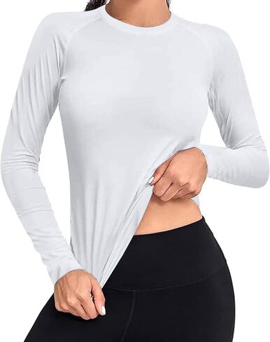 Workout Tops for Women Slim Fit Long Sleeve Crew Neck Tshirts Casual Fall Pullover Tops Lightweight Basic Blouse in Saudi Arabia