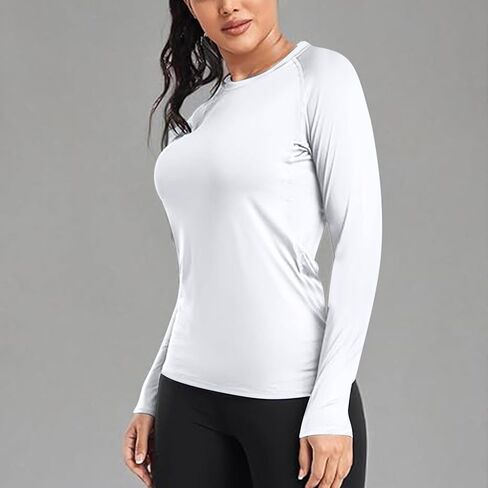 Workout Tops for Women Slim Fit Long Sleeve Crew Neck Tshirts Casual Fall Pullover Tops Lightweight Basic Blouse in Saudi Arabia