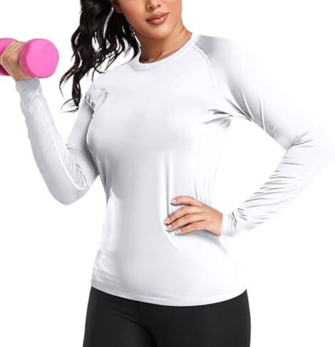 Workout Tops for Women Slim Fit Long Sleeve Crew Neck Tshirts Casual Fall Pullover Tops Lightweight Basic Blouse in Saudi Arabia