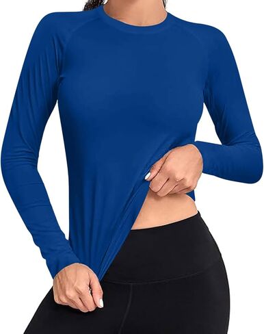 Workout Tops for Women Slim Fit Long Sleeve Crew Neck Tshirts Casual Fall Pullover Tops Lightweight Basic Blouse in Saudi Arabia