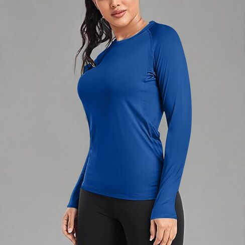 Workout Tops for Women Slim Fit Long Sleeve Crew Neck Tshirts Casual Fall Pullover Tops Lightweight Basic Blouse in Saudi Arabia