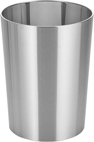 mDesign Stainless Steel Round Metal Trash Can, Small 4 Gallon Wastebasket, Garbage Basket Bin for Bathroom, Bedroom, Kitchen, or Home Office, Holds Waste and Recycle, Mirri Collection, Soft Brass in Kuwait