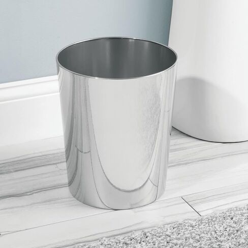 mDesign Stainless Steel Round Metal Trash Can, Small 4 Gallon Wastebasket, Garbage Basket Bin for Bathroom, Bedroom, Kitchen, or Home Office, Holds Waste and Recycle, Mirri Collection, Soft Brass in Kuwait