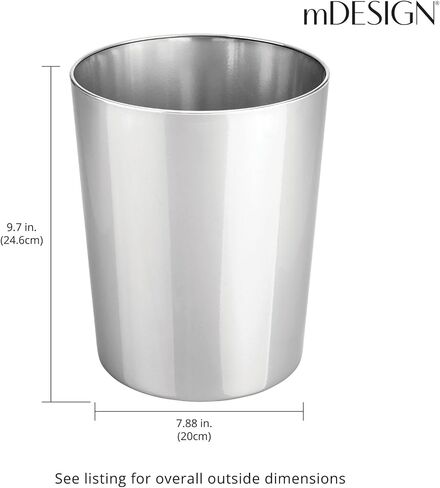 mDesign Stainless Steel Round Metal Trash Can, Small 4 Gallon Wastebasket, Garbage Basket Bin for Bathroom, Bedroom, Kitchen, or Home Office, Holds Waste and Recycle, Mirri Collection, Soft Brass in Kuwait