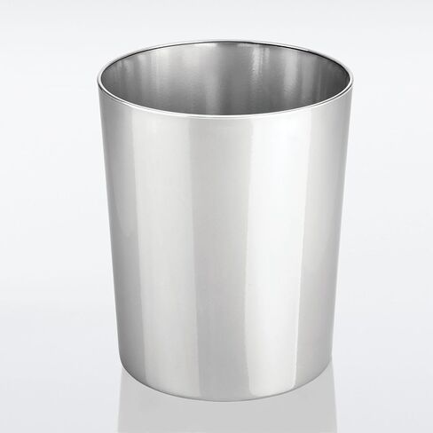 mDesign Stainless Steel Round Metal Trash Can, Small 4 Gallon Wastebasket, Garbage Basket Bin for Bathroom, Bedroom, Kitchen, or Home Office, Holds Waste and Recycle, Mirri Collection, Soft Brass in Kuwait