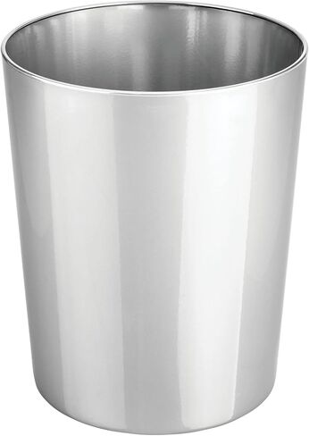 mDesign Stainless Steel Round Metal Trash Can, Small 4 Gallon Wastebasket, Garbage Basket Bin for Bathroom, Bedroom, Kitchen, or Home Office, Holds Waste and Recycle, Mirri Collection, Soft Brass in Kuwait
