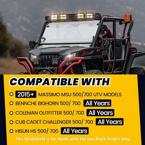 Hecasa Clear Front Flip Windshield متوافق مع 2015+ Massimo MSU Bighorn Coleman outfitter Hisun Cub Cadet Challenger 500/700 UTV Windscreen in Saudi Arabia