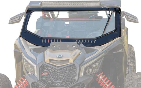 SuperATV Vented Front Glass Windshield for the CanAm Maverick X3 2017+ (See Fitment) | DOT Approved Laminated Safety Glass Windshield | Includes Manual Wiper | Easy Install in Saudi Arabia