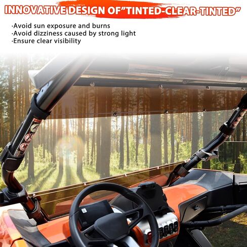 Front Tinted Full Windshield for CFMOTO ZForce 950 HO SPORT (2022-2023) / HO EX (2022-2024) / ZForce 950 (2020-2022), Hard Coated Durable PC Scratch Resistant Window Accessories (Tinted) in Saudi Arabia