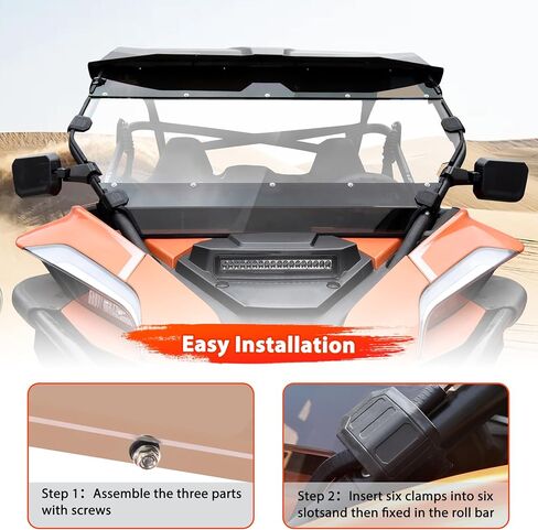 Front Tinted Full Windshield for CFMOTO ZForce 950 HO SPORT (2022-2023) / HO EX (2022-2024) / ZForce 950 (2020-2022), Hard Coated Durable PC Scratch Resistant Window Accessories (Tinted) in Saudi Arabia