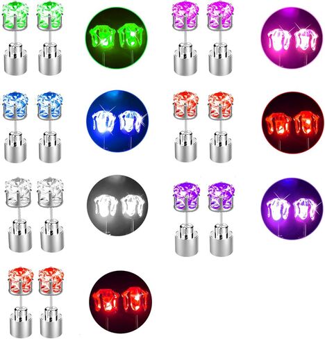 Glow Earrings, Light Up Earring For Women, Stainless Led Stud Earrings For Men, Diamond Crown Studs For Party Valentine Halloween Christmas New Year Gifts in Saudi Arabia