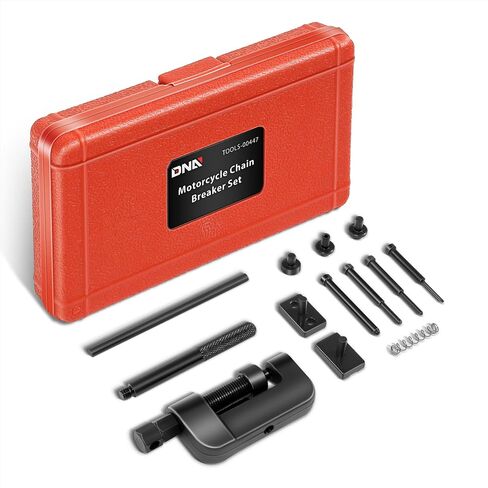 DNA Motoring Motor Motor Seuncture Disconnect Tool with C Frame 3 Anvils 3 Break Pins ، مناسبة لدراجة نارية دراجة ATV Dirtbike معظم أحجام محرك الأقراص أو سلسلة CAM من #35 إلى #630 ، أحمر ، أدوات-00447 in Kuwait