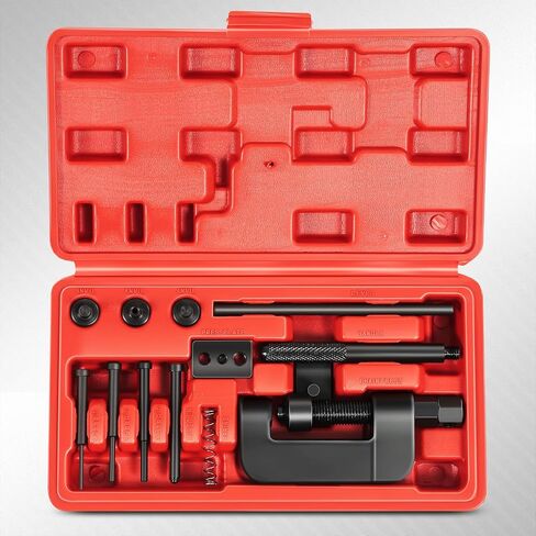 DNA Motoring Motor Motor Seuncture Disconnect Tool with C Frame 3 Anvils 3 Break Pins ، مناسبة لدراجة نارية دراجة ATV Dirtbike معظم أحجام محرك الأقراص أو سلسلة CAM من #35 إلى #630 ، أحمر ، أدوات-00447 in Kuwait