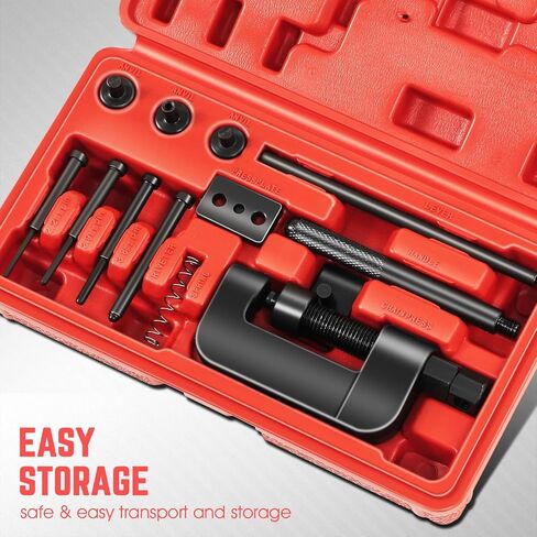 DNA Motoring Motor Motor Seuncture Disconnect Tool with C Frame 3 Anvils 3 Break Pins ، مناسبة لدراجة نارية دراجة ATV Dirtbike معظم أحجام محرك الأقراص أو سلسلة CAM من #35 إلى #630 ، أحمر ، أدوات-00447 in Kuwait