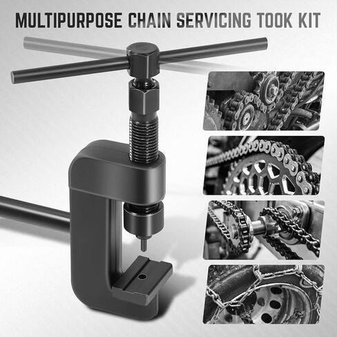 DNA Motoring Motor Motor Seuncture Disconnect Tool with C Frame 3 Anvils 3 Break Pins ، مناسبة لدراجة نارية دراجة ATV Dirtbike معظم أحجام محرك الأقراص أو سلسلة CAM من #35 إلى #630 ، أحمر ، أدوات-00447 in Kuwait