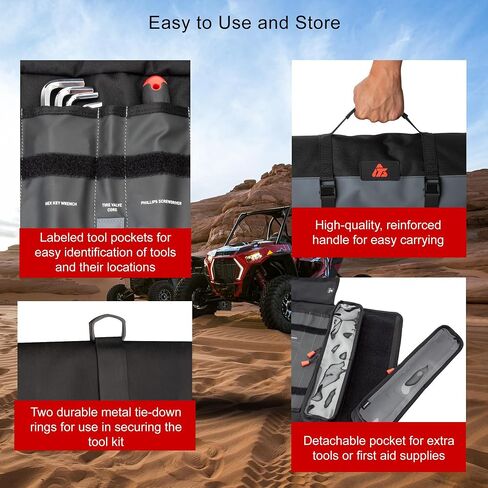 TUSK UTV Tool Roll Kit مع أدوات إزالة الحزام متوافقة مع Can-Am Maverick X3 X RS Turbo RR Smart-Shox 72 Inch 2021-2024/X3 DS Turbo 64 Inch 2021-2025 in Saudi Arabia