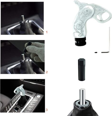 Lunsom Gear Shift Knob, Grip Cool Shifter Handle Stick Head Car Transmission Fit Most Automatic Manual Vehicle (Silver) in Kuwait