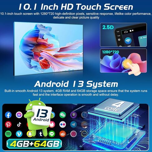 [2+64G] Android 13 Car Radio for Mazda CX-9 2007-2015 - Wireless Carplay and Android Auto - 10.1 Inch Touchscreen Car Stereo with Multiple Themes/GPS/WiFi/SWC + AHD Backup Camera in Saudi Arabia