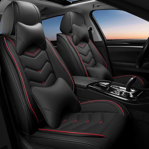 Car Seat Covers Fit for Chrysler Pacifica Hybrid 2000-2025, Stylish Sport Seat Covers, Waterproof Wear-Resistant Premium Nappa Leather Car Seat Cover.(Full Set with Pillow/Black White) in Saudi Arabia