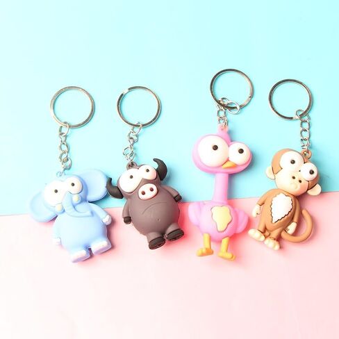 8 Pcs Cartoon Animal Keychain Set - Cute 3D Silicone Charms, Earbud Covers & Adorable Bag Accessories, Multifunctional Decor for Keys, Bags, Backpacks in Kuwait