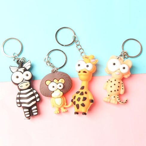 8 Pcs Cartoon Animal Keychain Set - Cute 3D Silicone Charms, Earbud Covers & Adorable Bag Accessories, Multifunctional Decor for Keys, Bags, Backpacks in Kuwait