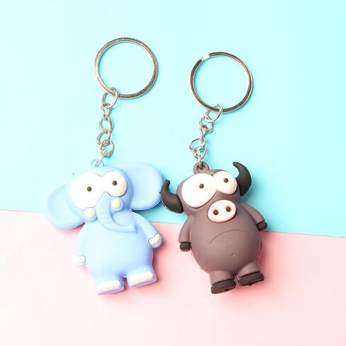 8 Pcs Cartoon Animal Keychain Set - Cute 3D Silicone Charms, Earbud Covers & Adorable Bag Accessories, Multifunctional Decor for Keys, Bags, Backpacks in Kuwait