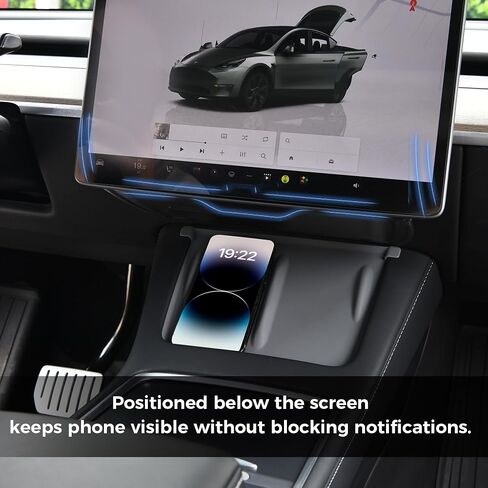 ضمن تخزين الشاشة لنموذج تسلا Y/3 - صينية منظم لشاشة Tesla (تشمل Juniper & Highland) ، محسّن للسيارات مع مقصورات آمنة (أسود) in Saudi Arabia