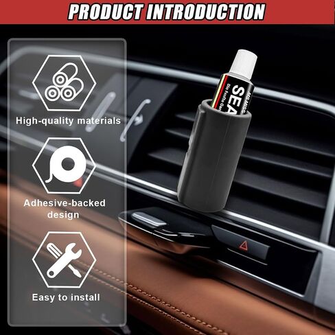 2PCS Car Lip Balm Holder ، Silicone Chapstick Holder No Melt Design ، Foright Balm Holder Aripsticks Ambsticks Case ، Decoration Aseshetic Car Assories for Women Interior (Black) in Kuwait