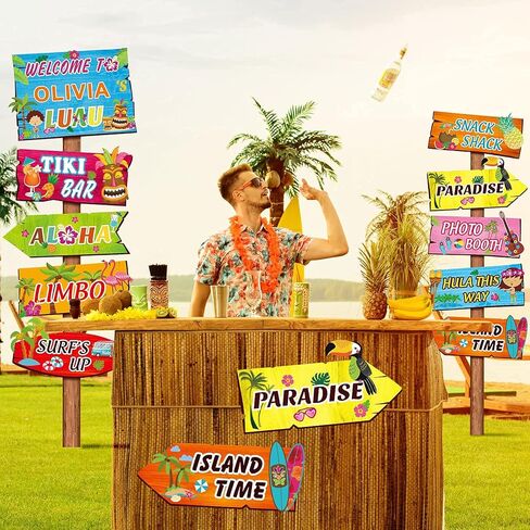 20 Pieces Pool Party Sign Hawaiian Luau Party Signs Tropical Summer Birthday Party Supplies Photo Props Backdrop Decoration Splish Splash Birthday Cutouts Beach Party Decor in Kuwait