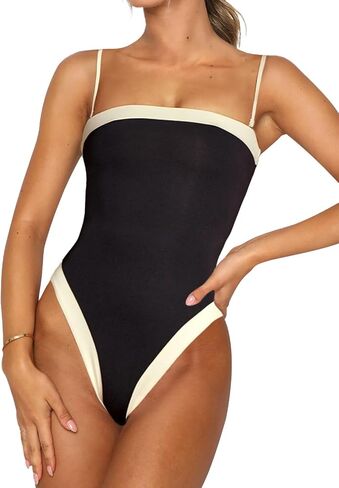 One Piece Swimsuit for Women Tummy Control Square Neck Swimwear Tie Back Bathing Suit in Saudi Arabia