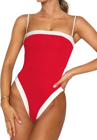 One Piece Swimsuit for Women Tummy Control Square Neck Swimwear Tie Back Bathing Suit in Saudi Arabia