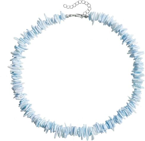 White Puka Shell Necklace for Women Men Shell Beach Choker Necklace Bohemian Surfer Necklace Irregular Shells Necklaces Boho Ocean Theme Summer Necklaces Hawaiian Beach Charm Jewelry for Women in Saudi Arabia