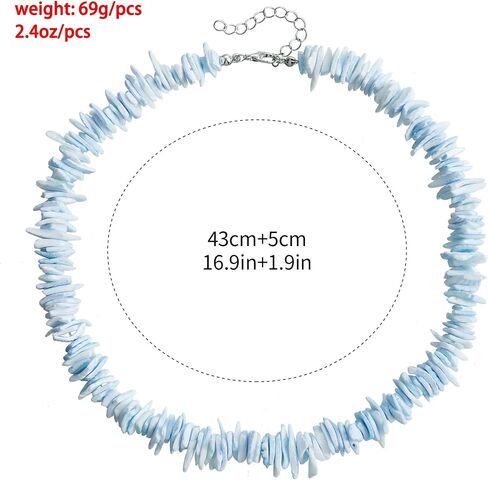 White Puka Shell Necklace for Women Men Shell Beach Choker Necklace Bohemian Surfer Necklace Irregular Shells Necklaces Boho Ocean Theme Summer Necklaces Hawaiian Beach Charm Jewelry for Women in Saudi Arabia